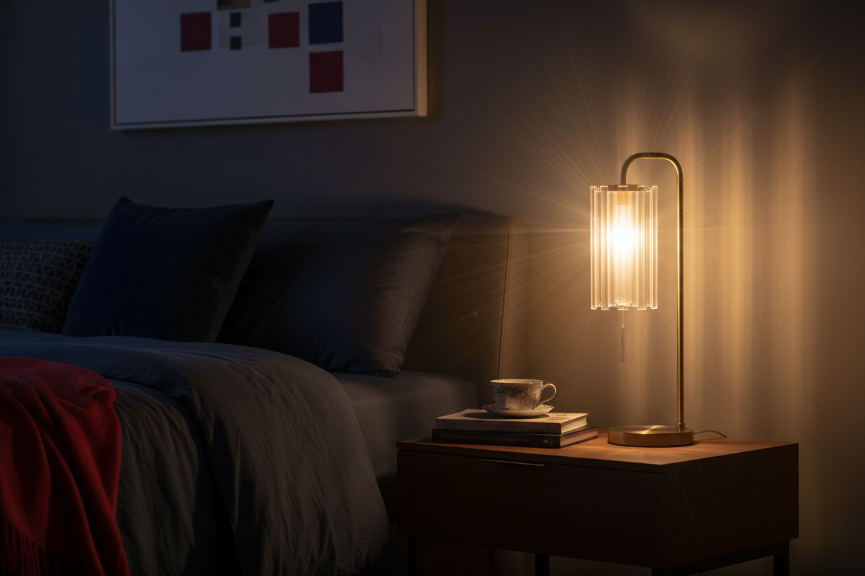 2️⃣ Lamp ON at night (warm light)