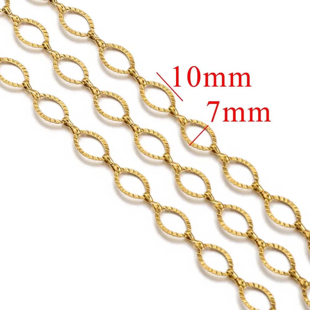 1 Meter Stainless Steel Large Heavy Chunky Hip Hop Punk Link Gold Color Chains DIY Jewelry Materials Handmade Necklace Bracelet