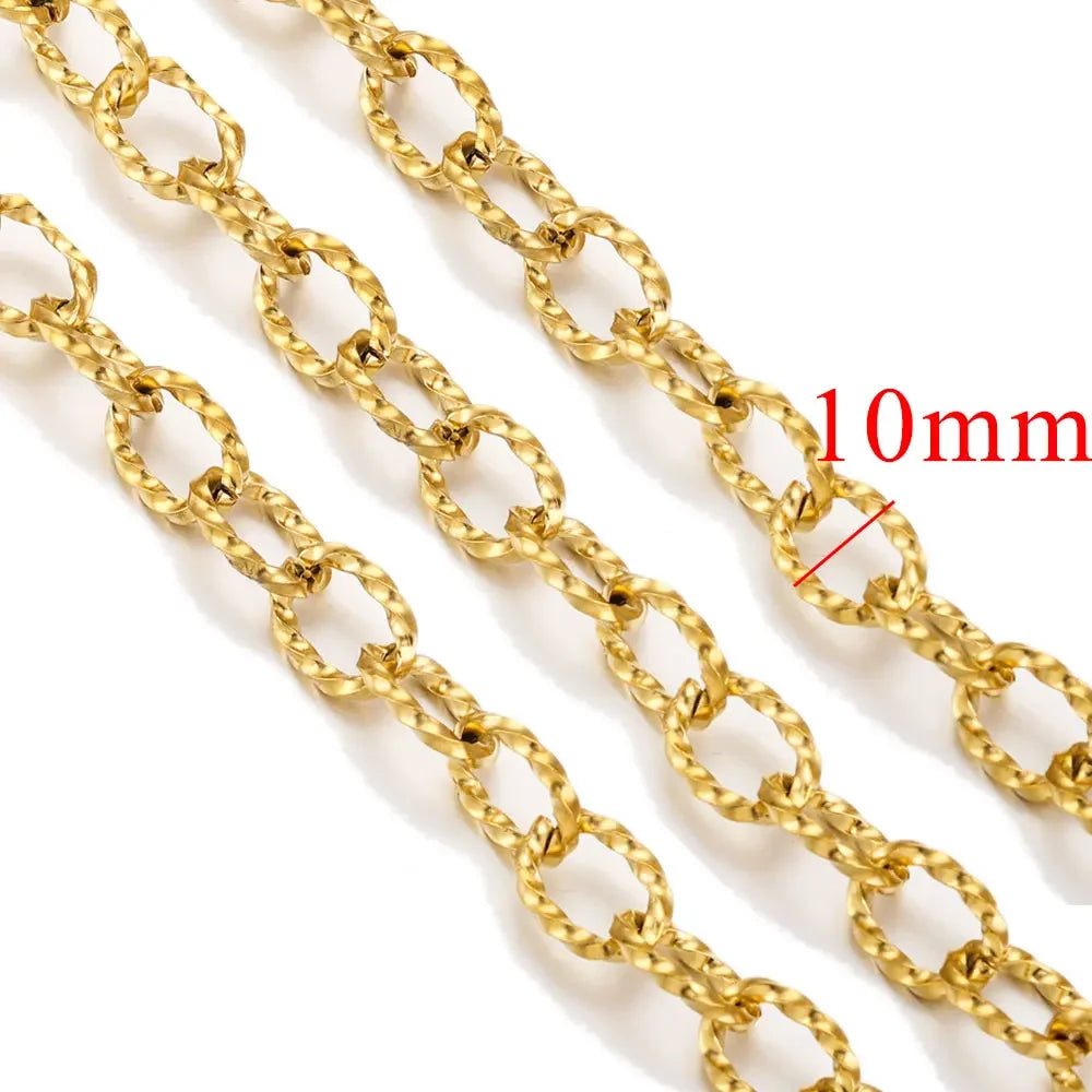1 Meter Stainless Steel Large Heavy Chunky Hip Hop Punk Link Gold Color Chains DIY Jewelry Materials Handmade Necklace Bracelet