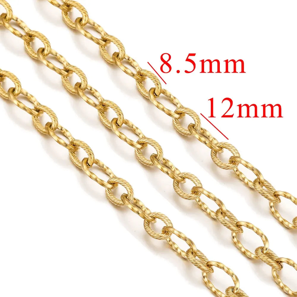 1 Meter Stainless Steel Large Heavy Chunky Hip Hop Punk Link Gold Color Chains DIY Jewelry Materials Handmade Necklace Bracelet