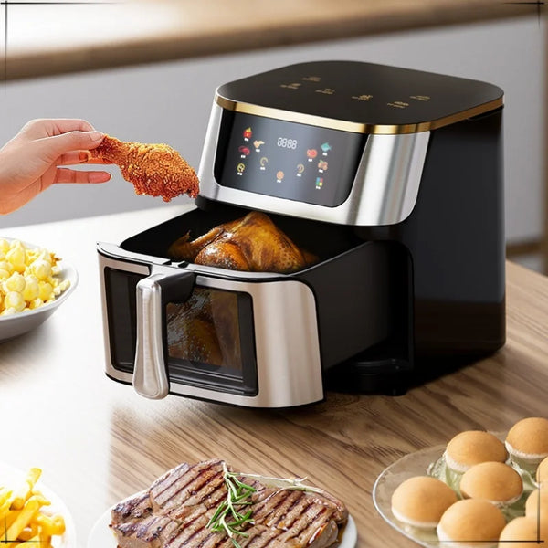Air fryer home multi-function automatic visible large capacity high power steam tender fryer