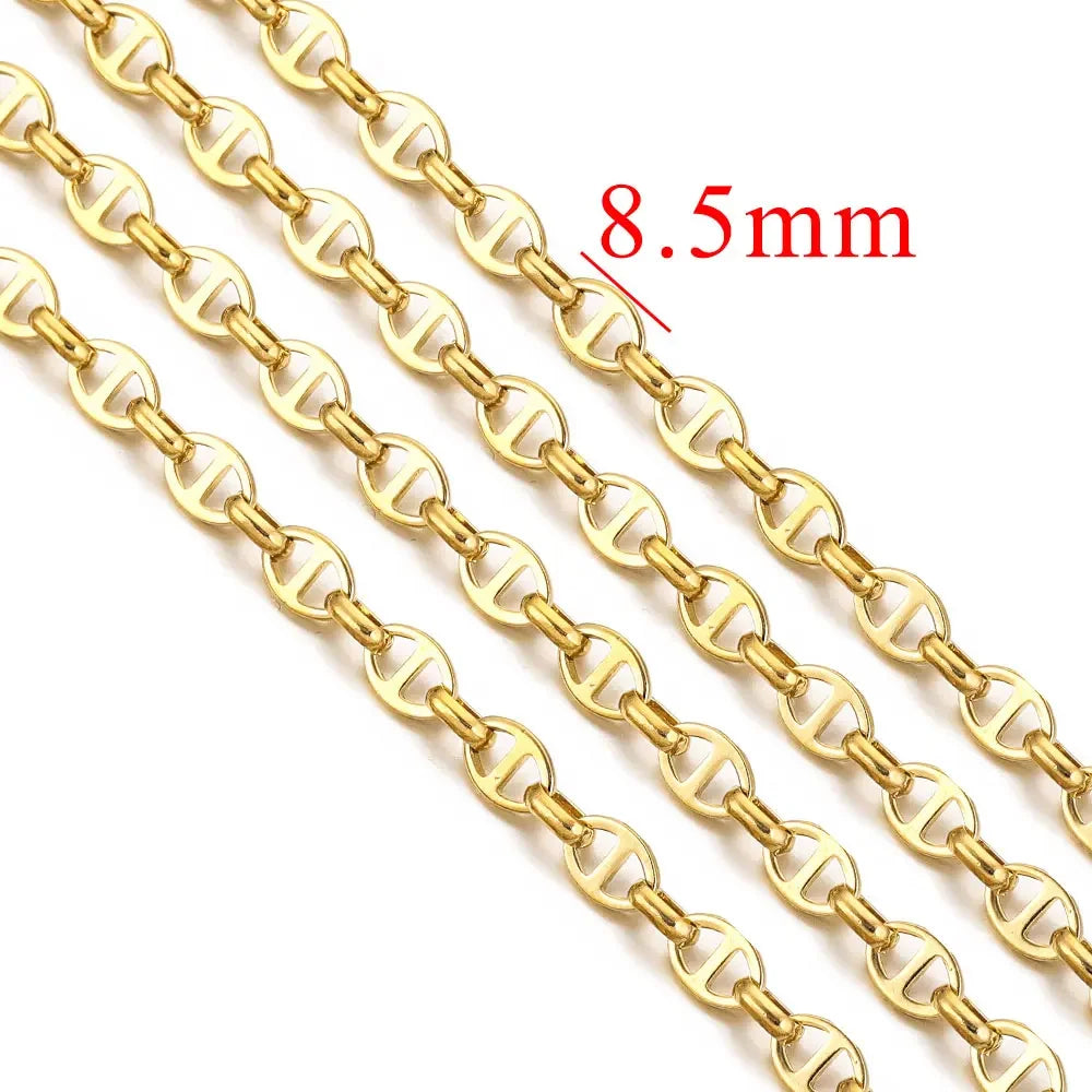 1 Meter Stainless Steel Large Heavy Chunky Hip Hop Punk Link Gold Color Chains DIY Jewelry Materials Handmade Necklace Bracelet