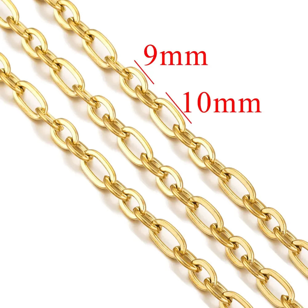 1 Meter Stainless Steel Large Heavy Chunky Hip Hop Punk Link Gold Color Chains DIY Jewelry Materials Handmade Necklace Bracelet