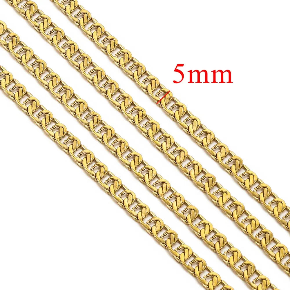 1 Meter Stainless Steel Large Heavy Chunky Hip Hop Punk Link Gold Color Chains DIY Jewelry Materials Handmade Necklace Bracelet