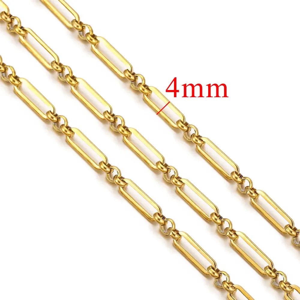 1 Meter Stainless Steel Large Heavy Chunky Hip Hop Punk Link Gold Color Chains DIY Jewelry Materials Handmade Necklace Bracelet